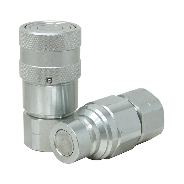 A & I Products Flat Face Hydraulic Coupler Socket & Plug Set (1/2" NPT) 5" x5" x1" A-FF5018FPS